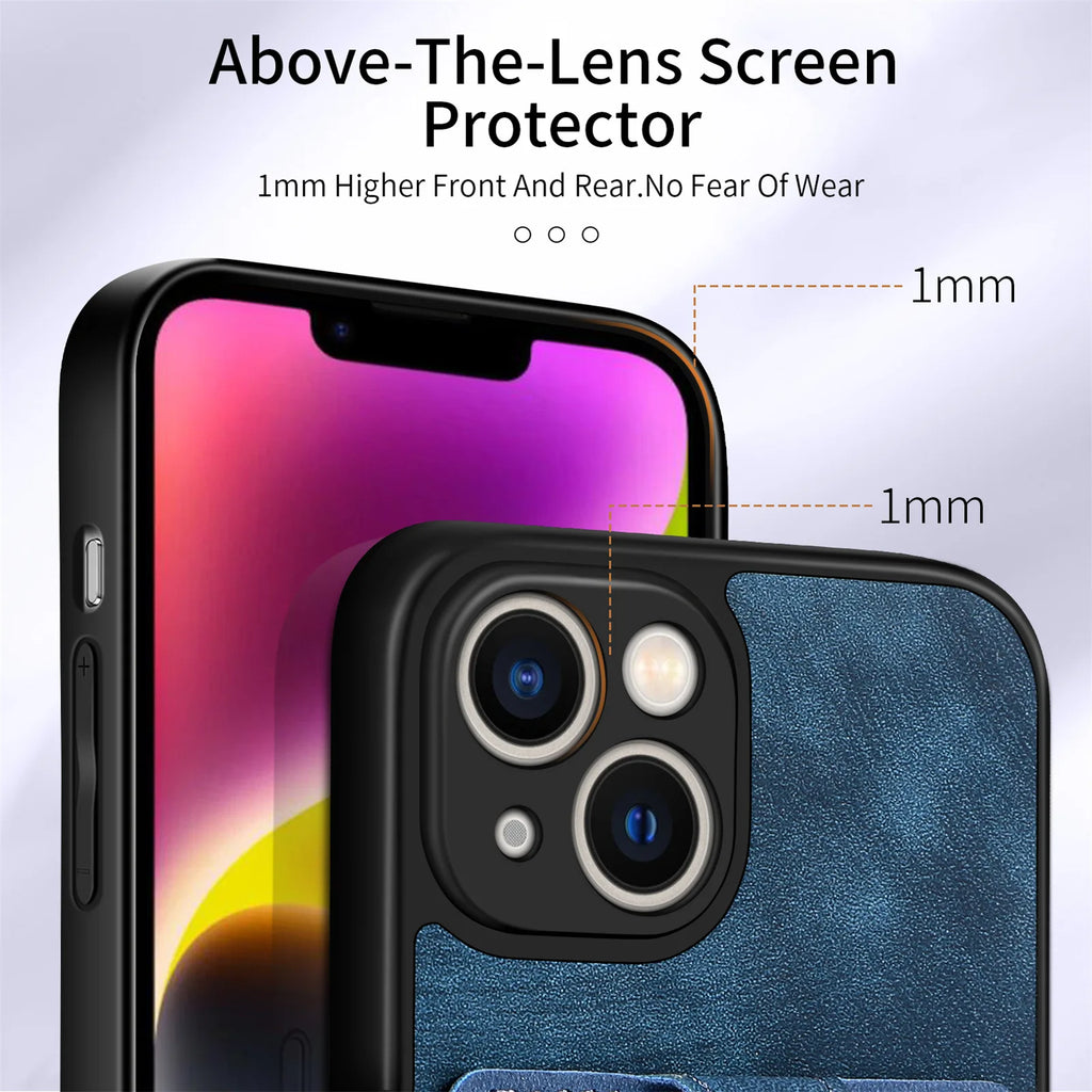 Wallet Card Slot Phone Case with Magnetic Ring for iPhone