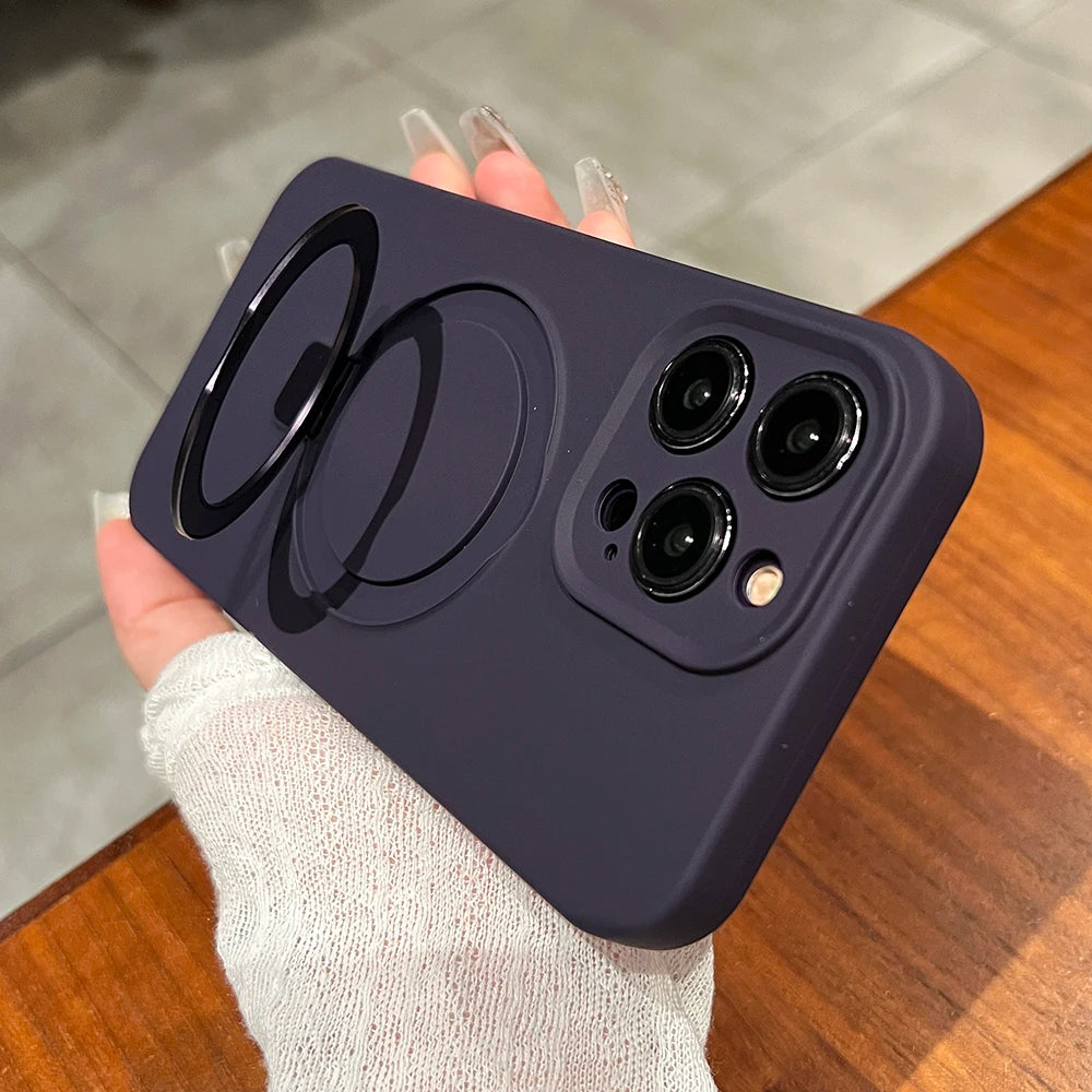 Liquid Silicone Magnetic Stand Holder Case for iPhone