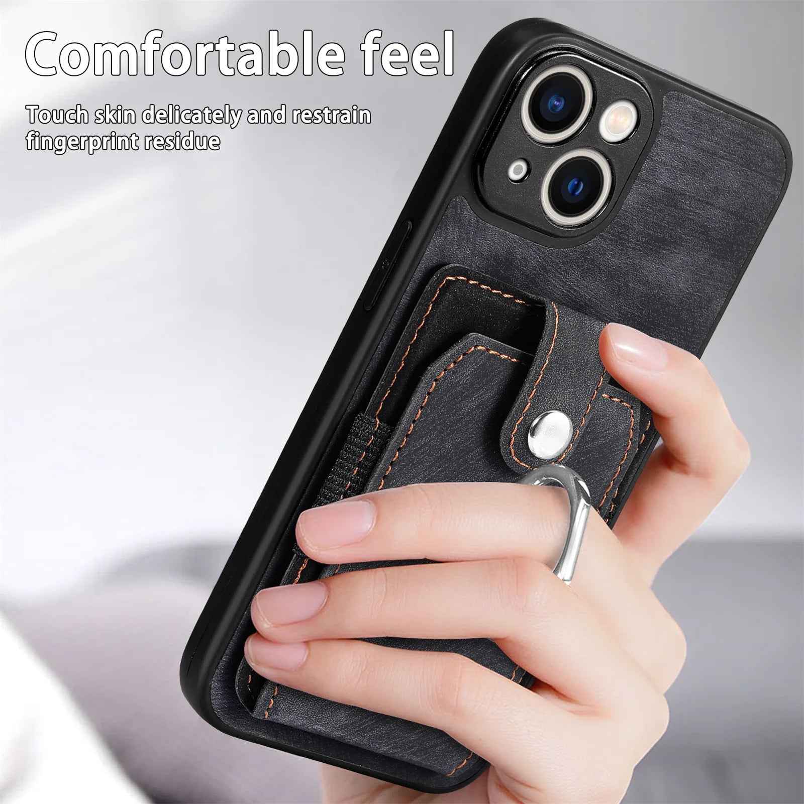 Wallet Card Slot Phone Case with Magnetic Ring for iPhone
