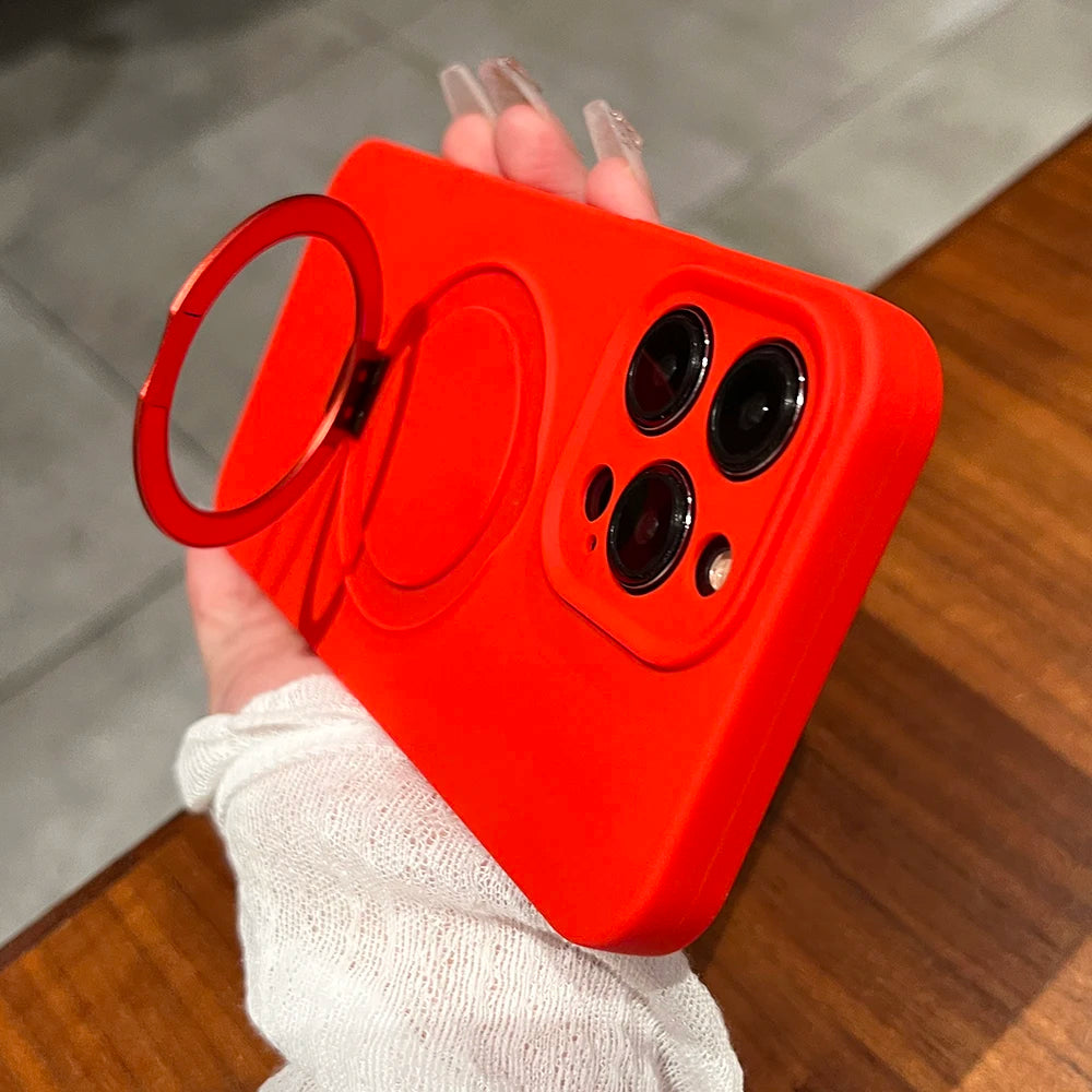 Liquid Silicone Magnetic Stand Holder Case for iPhone