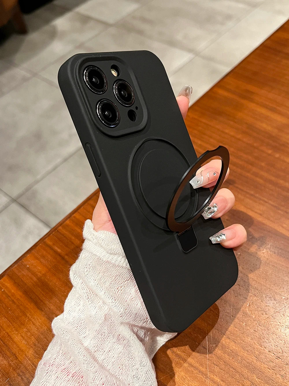 Liquid Silicone Magnetic Stand Holder Case for iPhone