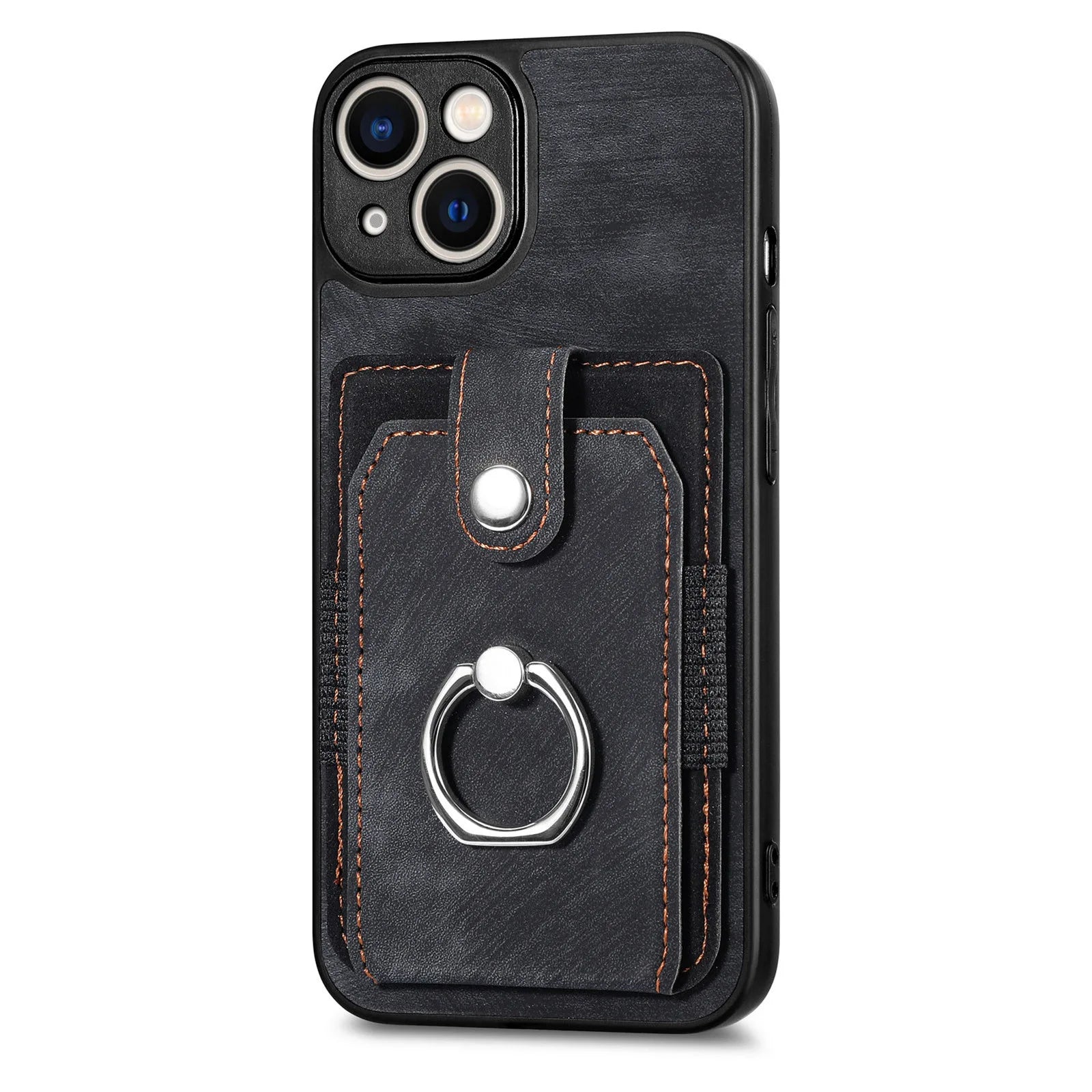 Wallet Card Slot Phone Case with Magnetic Ring for iPhone