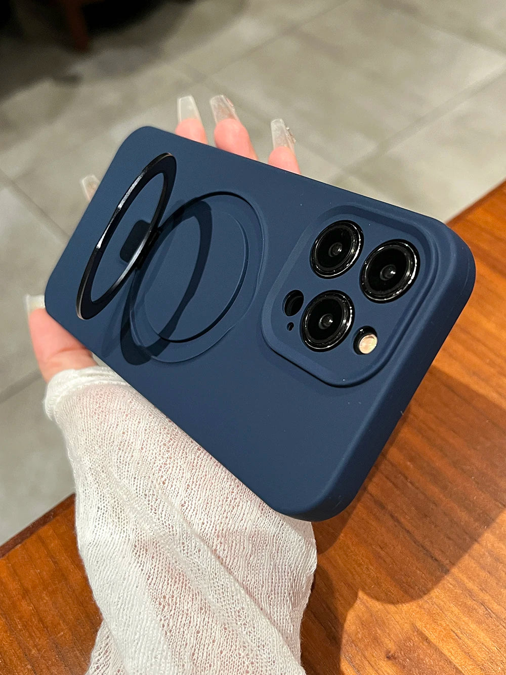 Liquid Silicone Magnetic Stand Holder Case for iPhone