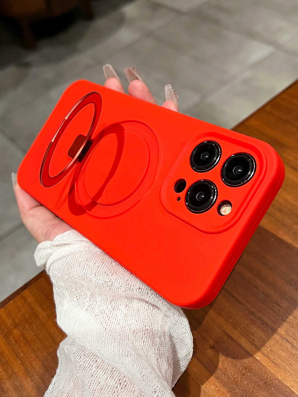 Liquid Silicone Magnetic Stand Holder Case for iPhone