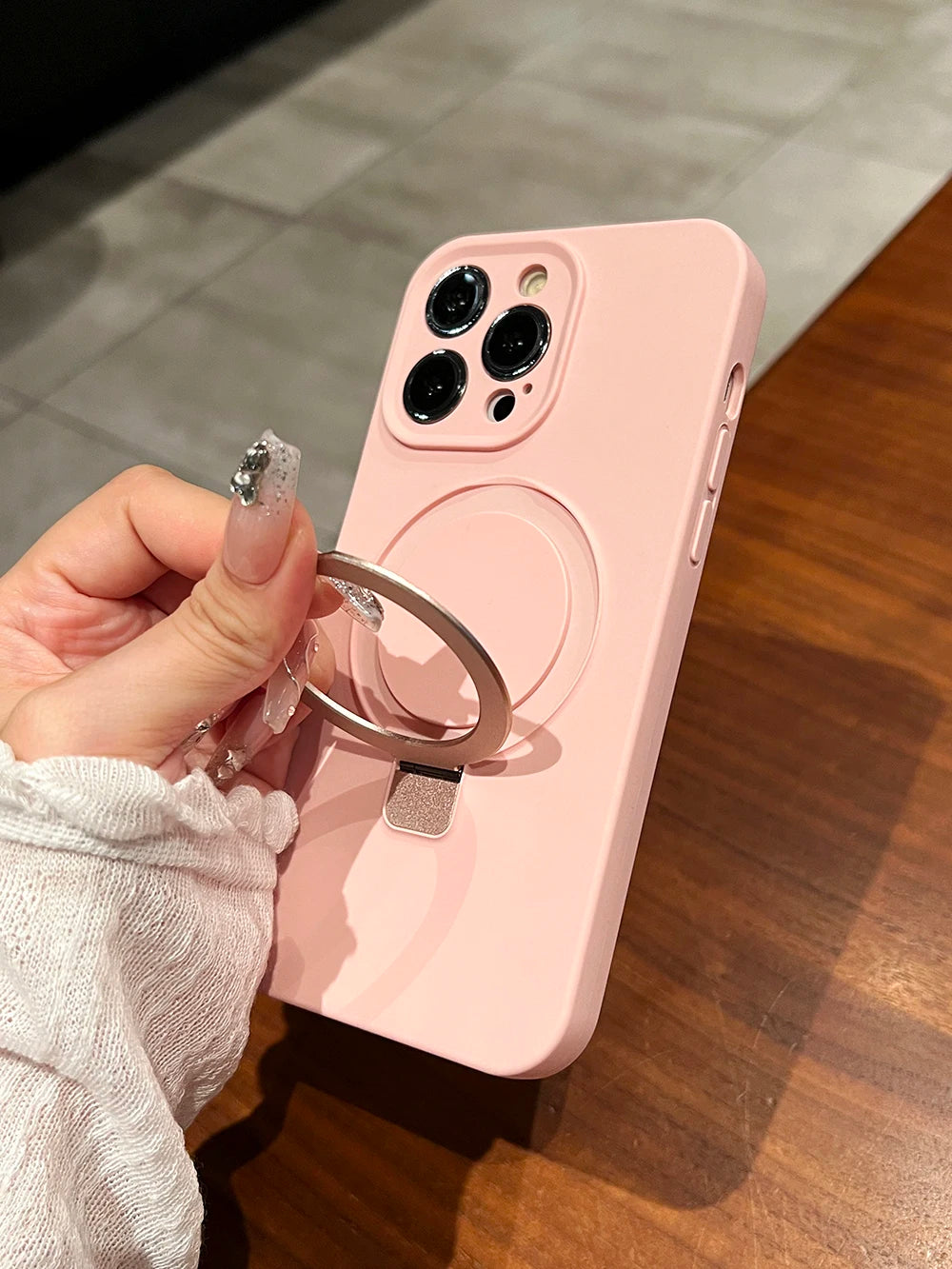 Liquid Silicone Magnetic Stand Holder Case for iPhone