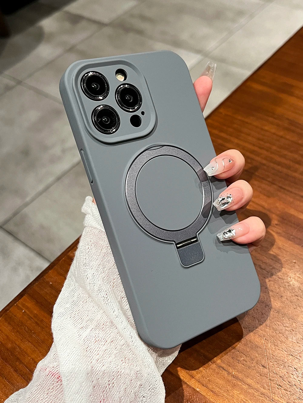 Liquid Silicone Magnetic Stand Holder Case for iPhone