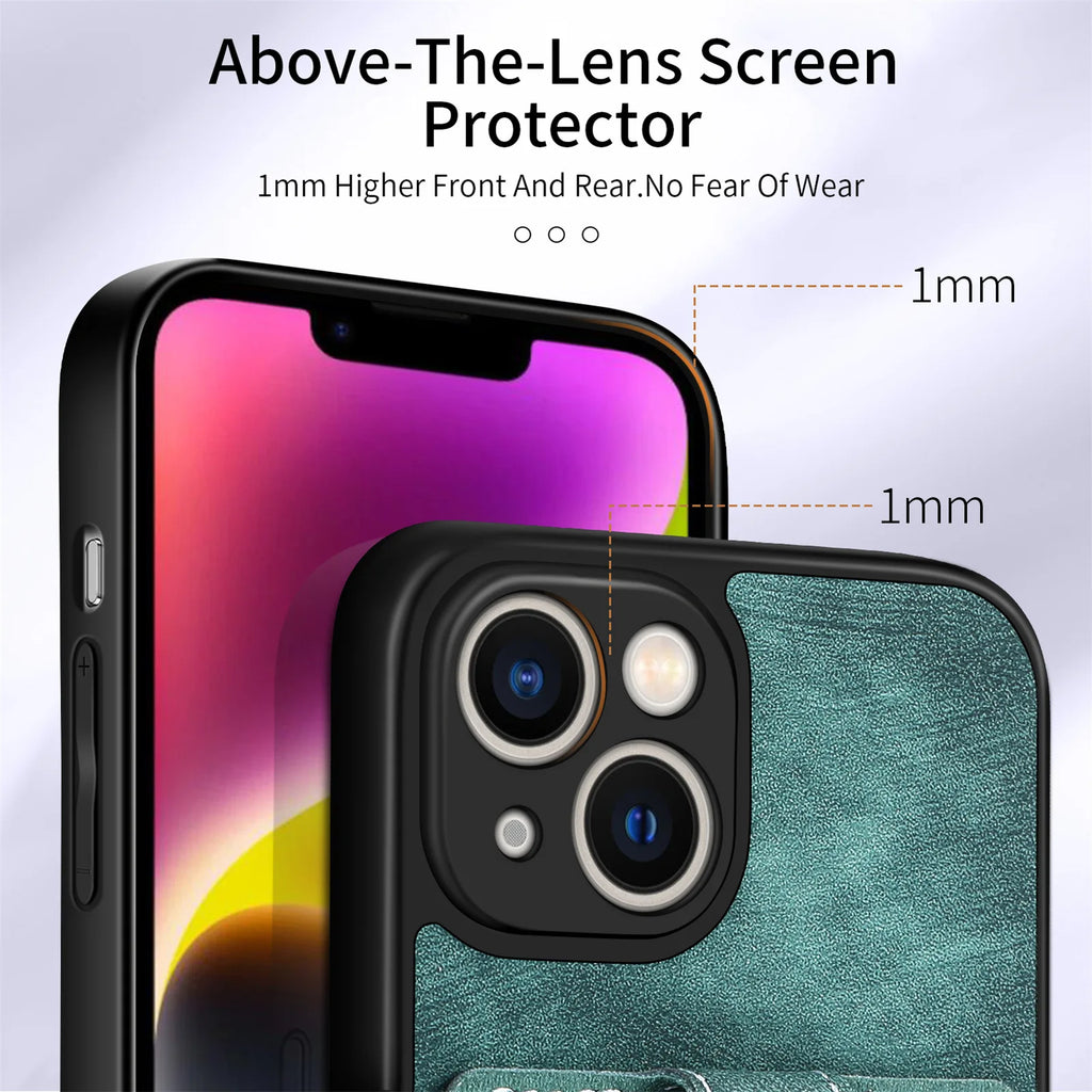 Wallet Card Slot Phone Case with Magnetic Ring for iPhone