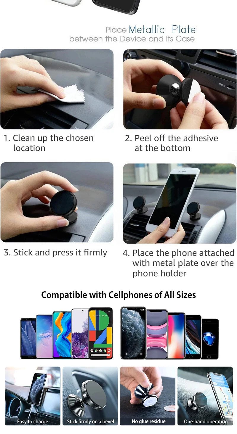 Car Phone Holder Magnetic Universal Magnet Phone Mount for iPhone for Samsung in Car Mobile Cell Phone Holder Stand GPS Support