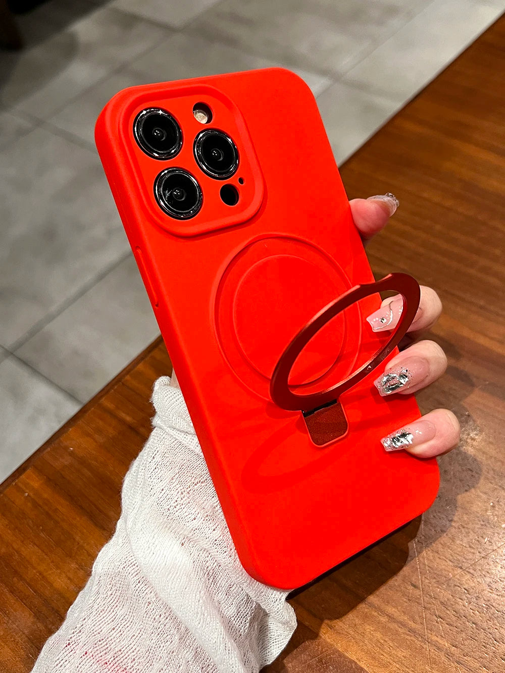 Liquid Silicone Magnetic Stand Holder Case for iPhone