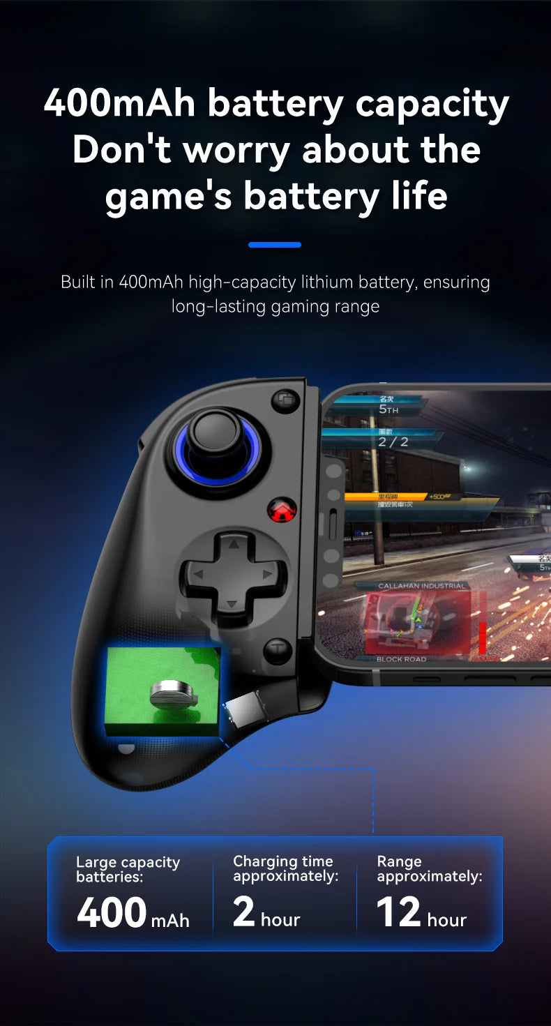 D11 Stretchable Game Controller Hall Trigger Supports Android Phone/Tablet/Switch/PC/iOS/XBOX Streaming Controller