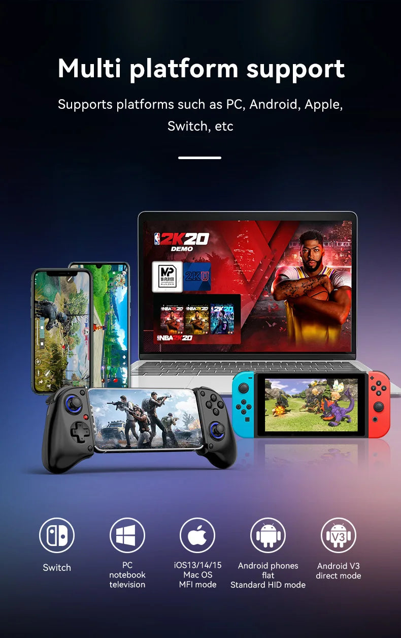 D11 Stretchable Game Controller Hall Trigger Supports Android Phone/Tablet/Switch/PC/iOS/XBOX Streaming Controller