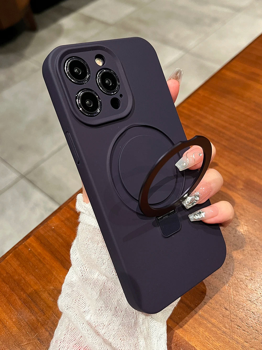 Liquid Silicone Magnetic Stand Holder Case for iPhone