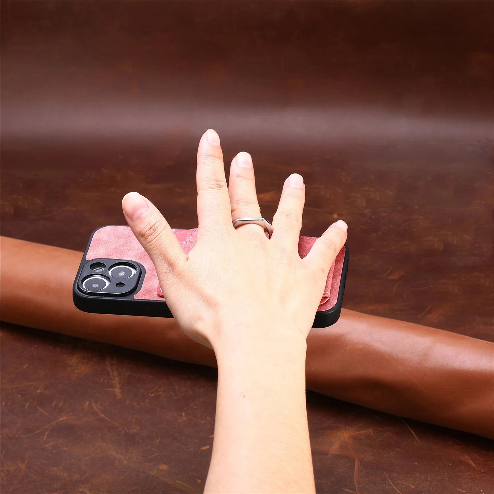 Wallet Card Slot Phone Case with Magnetic Ring for iPhone