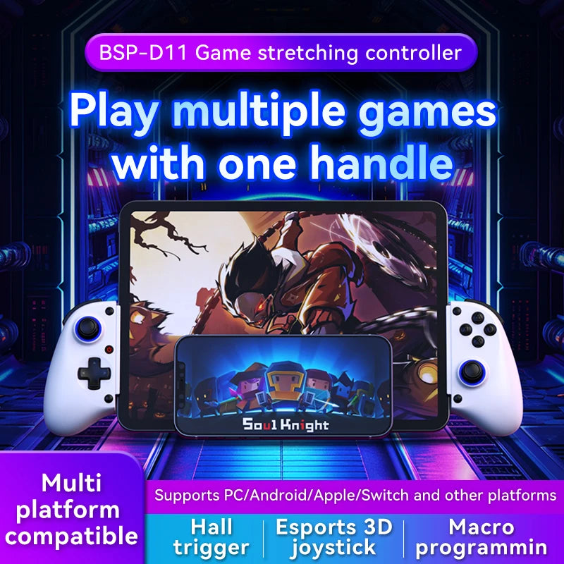 D11 Stretchable Game Controller Hall Trigger Supports Android Phone/Tablet/Switch/PC/iOS/XBOX Streaming Controller