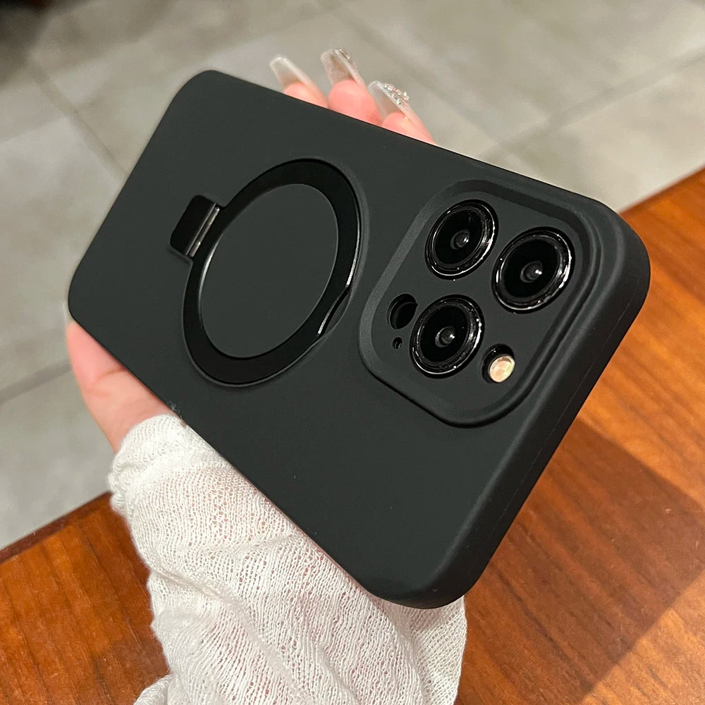 Liquid Silicone Magnetic Stand Holder Case for iPhone