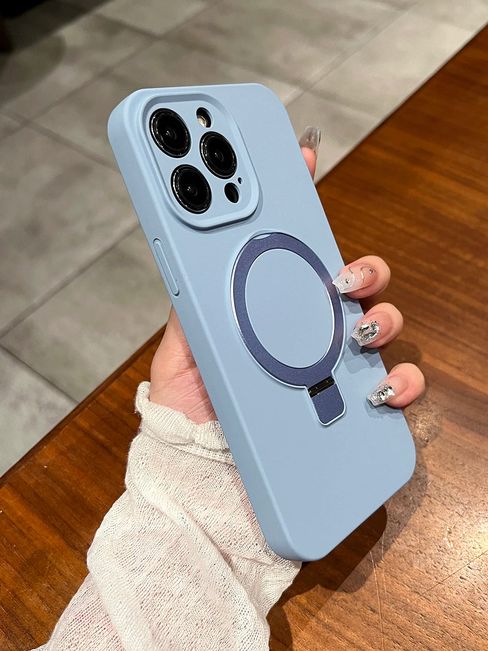 Liquid Silicone Magnetic Stand Holder Case for iPhone