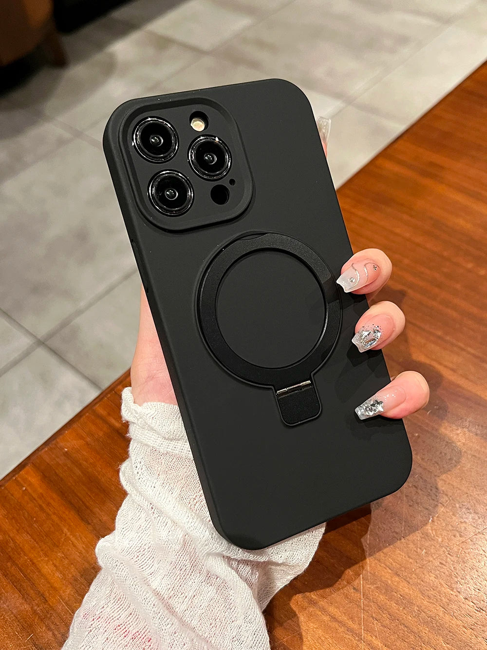 Liquid Silicone Magnetic Stand Holder Case for iPhone