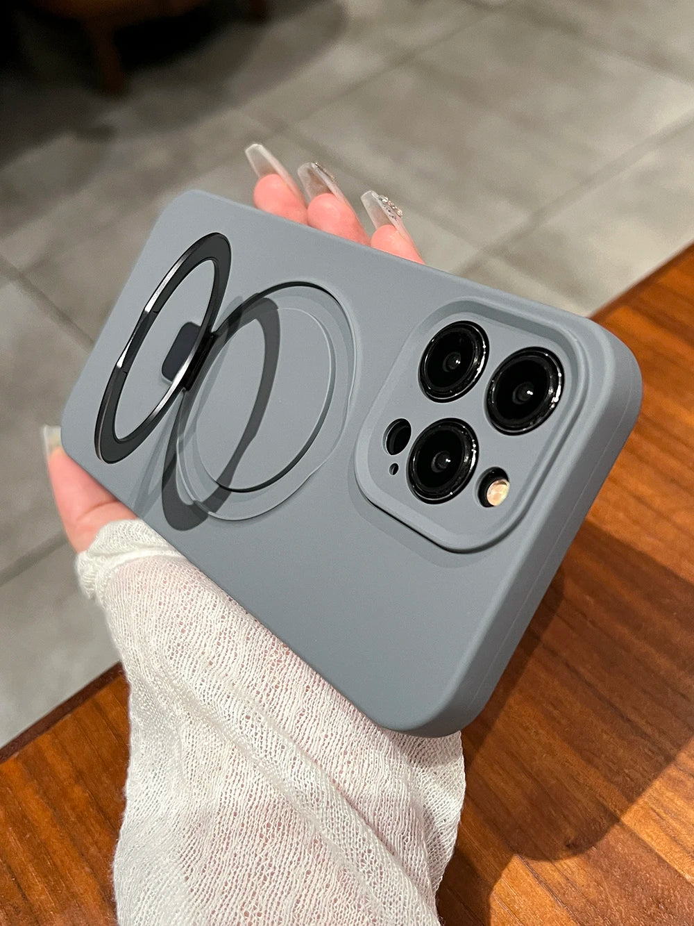 Liquid Silicone Magnetic Stand Holder Case for iPhone